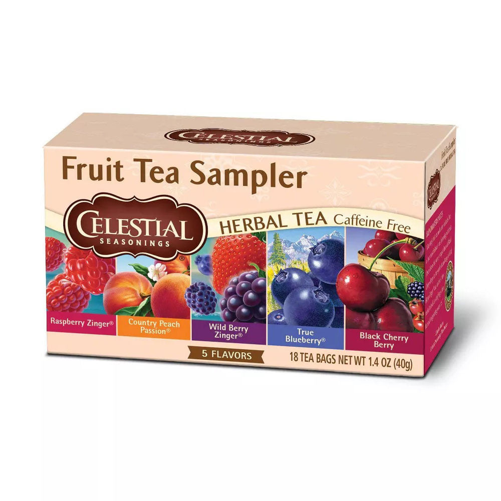 Celestial Seasonings Fruit Tea Sampler Herbal Tea, 18 Ea